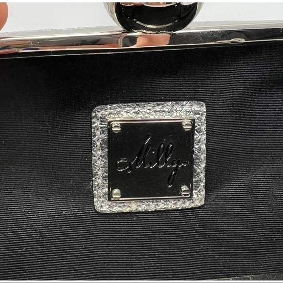 Milly Silver Foiled Hard Clutch Formal Small Chain Shoulder Bag Metallic - Picture 13 of 13